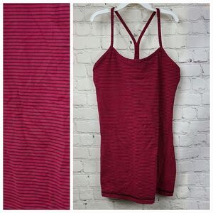 Lululemon Power Y Tank Top Racerback Maroon Stripe Sleeveless Workout Shirt Gym